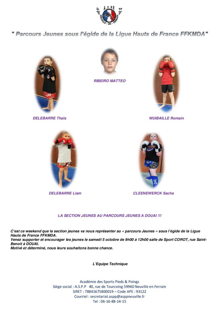 Parcours Jeunes sous l&rsquo;égide de la Ligue Hauts de France FFKMDA !!!